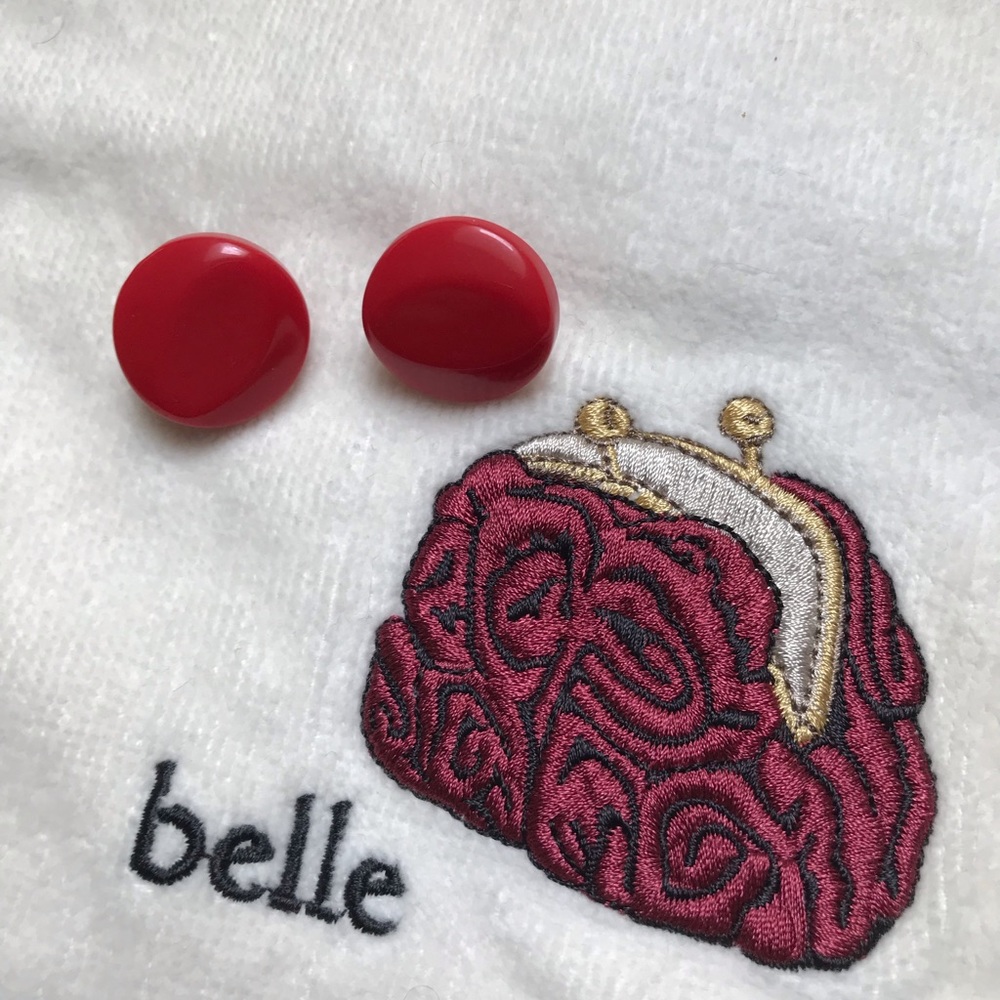 Round Pierced Earrings Color: Red